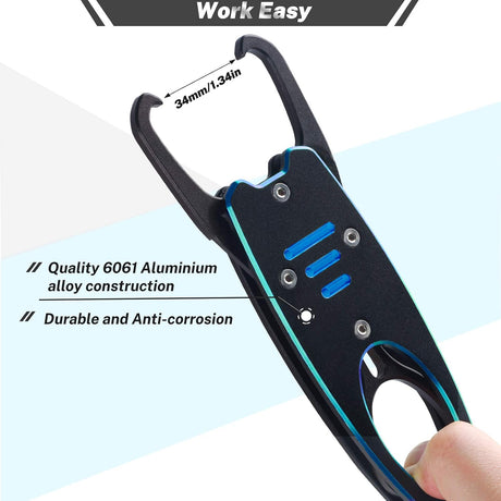 Fish Grabber with Scale - Non-Slip Handle - One-Handed Use - 360° Rotatable - Includes Wrist Strap