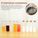 Camping Spice Set - Waterproof - 9 Spice Tins with Canvas Storage Bag and Hanging Hole
