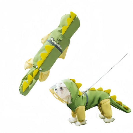 Pet Raincoat-With Belt-Reflective Strips-Green-XXL-1pc