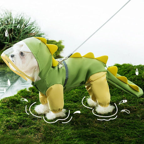 Pet Raincoat-With Belt-Reflective Strips-Green-XXL-1pc