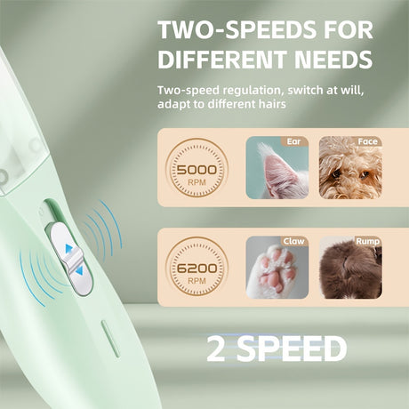 Small Animal Hair Trimmer-Hair Suction Cup-Rechargeable-Quiet-Green-1st