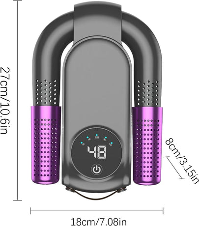 Shoe dryer - Foldable button dryer - Silent device - With timer - Black and purple - 1 pack