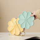 Silicone Mat - Heat Insulation & Anti-slip - Five Colors - Comes with Gold Stand - Flower Shape