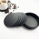 Coaster set - Leather coaster set with storage box - Black - 5 pieces