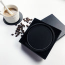 Coaster set - Leather coaster set with storage box - Black - 5 pieces