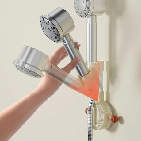 Shower head holder - Shower head holder with suction cup - Wall mounting, adjustable - with suction cup - No bumps - with hook - 1 piece
