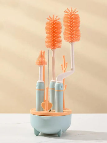 Bottle Brush - Bottle Brush - Cleaning Brush - 4 in 1 - Portable Bottle Cleaning Brush Set with Drying Rack