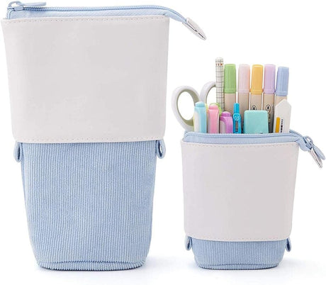 Pencil Case-Telescopic Pen Holder-Large Capacity-Light Blue-1 Piece