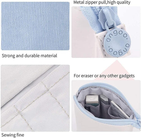 Pencil Case-Telescopic Pen Holder-Large Capacity-Light Blue-1 Piece