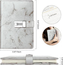 Diary with combination lock, waterproof leather, marble pattern, gray, 1 pack