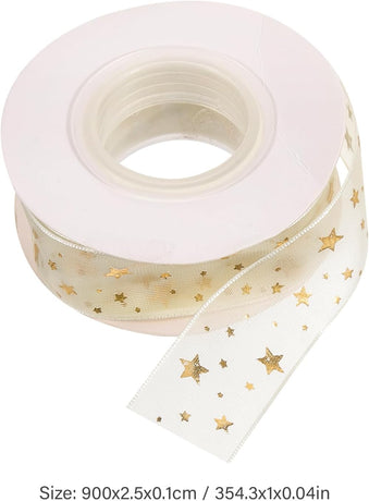 Gift ribbon - Mesh wrapping tape - Star pattern - 9 meters - 1 pack