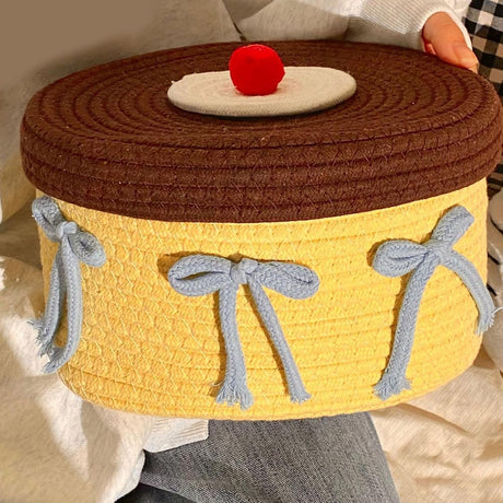 Storage Basket - Woven Cotton - Dustproof Desk Ornaments - 1 Pack