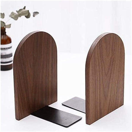 Bookends - Non-slip bookends - Heavy duty wooden bookends - Removable - 2-pack