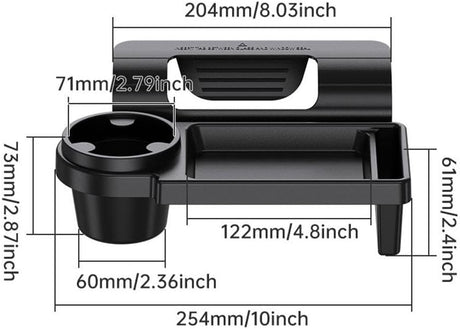 Car Key Box - Door and Window Pocket Accessory Organizer - with Cup Holder - Car Window Organizer - Key and Phone Organizer - Black