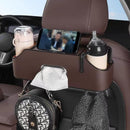 Car Key Box - Car Tissue Box - Includes 2 Cup Holders - Includes Hook - PU Leather - Waterproof, Dirt-Repellent and Wear-Resistant - Easy to Install, Accessory Storage - Can Hang Garbage Bags - Brown
