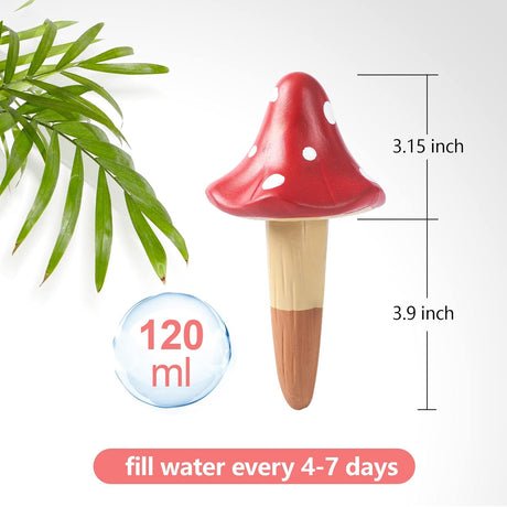 Self-Watering Spikes, Mushroom-Shaped Plant Watering Balls, Irrigation, Terracotta Watering Device, Garden Irrigation for Indoor and Outdoor Plants, 4-Pack