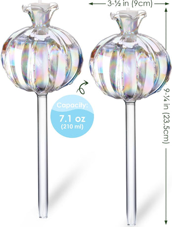 Large Plant Watering Balls (2-Pack), Iridescent Glass Cactus Self-Watering Globe, Glass Watering Device for Potted Plants - 4.7 oz/140 ml Capacity, Automatic Irrigation System, Cute Garden Gift