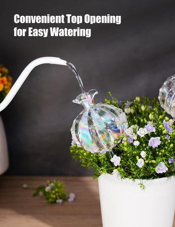 Large Plant Watering Balls (2-Pack), Iridescent Glass Cactus Self-Watering Globe, Glass Watering Device for Potted Plants - 4.7 oz/140 ml Capacity, Automatic Irrigation System, Cute Garden Gift