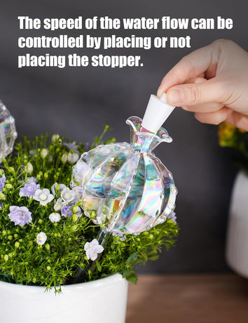 Large Plant Watering Balls (2-Pack), Iridescent Glass Cactus Self-Watering Globe, Glass Watering Device for Potted Plants - 4.7 oz/140 ml Capacity, Automatic Irrigation System, Cute Garden Gift