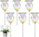 Plant Watering Balls Self-Watering Spikes Hand-Blown Laser Colorful Glass Plant Watering Balls Devices for Indoor & Outdoor Fill from Top 2 Stripe Flower Shape