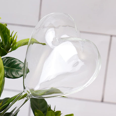 Self-watering plant watering balls, hand-blown glass plant watering balls, watering balls for indoor and outdoor plants, 2 hearts