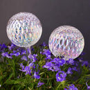 Glass Self-Watering Plant Balls, 2-Pack, Pearlescent, Clear Iridescent, Plant Watering Device, Diamond Pattern, Self-Watering Balls, Planter Insert, Decorative Holiday Watering Spikes
