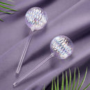 Glass Self-Watering Plant Balls, 2-Pack, Pearlescent, Clear Iridescent, Plant Watering Device, Diamond Pattern, Self-Watering Balls, Planter Insert, Decorative Holiday Watering Spikes