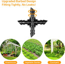 1/4" Drip Irrigation Universal Fittings, 45 Pieces Barbed 4-Way Cross Irrigation Fittings for 1/4 Inch Drip Hose, 4-Way Tee Fittings for Drip Hoses and T-Fittings for Sprinklers, Garden and Lawn