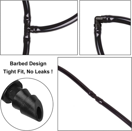 50 pieces drip irrigation 1/4' barb elbow fittings, barb connectors fit universal 1/4 inch hoses, irrigation elbow for sprinkler system