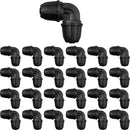 Drip Irrigation Fittings 1/4 Inch, Pack of 25 Barb Locking Elbows for 1/4 Inch Hoses, Drip Line Parts, Irrigation Connectors with Locking Nut for Drip Sprinklers, Garden and Lawn Watering Systems, Black
