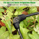 Drip Irrigation Fittings 1/4 Inch, Pack of 25 Barb Locking Elbows for 1/4 Inch Hoses, Drip Line Parts, Irrigation Connectors with Locking Nut for Drip Sprinklers, Garden and Lawn Watering Systems, Black