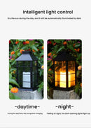 Waterproof outdoor solar lamp with candle flame effect, energy saving, warm white LED for patio, garden, lawn, terrace, tent, tree and garden - 2-pack