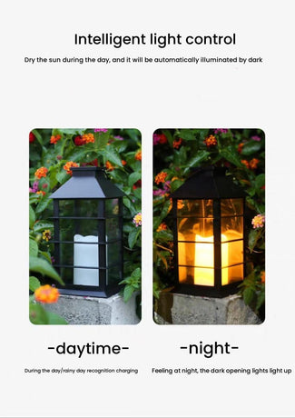 Waterproof outdoor solar lamp with candle flame effect, energy saving, warm white LED for patio, garden, lawn, terrace, tent, tree and garden - 2-pack