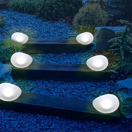 Solar Garden Light Outdoor Glow Cobblestone Shape Lamp Garden Decor Light - White & RGB Light Waterproof Landscape Night Light for Lawn/Patio/Path 1 pc.