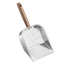 Cat Litter Scoop - Stainless Steel - Double Hole Design - Long Wooden Handle - Hanging Storage - 1 Pack
