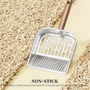 Cat Litter Scoop - Stainless Steel - Double Hole Design - Long Wooden Handle - Hanging Storage - 1 Pack