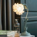 Green glass table lamp, flower table lamp, modern flower shape, metal top with glass lampshade, bedside table, desk lamp for bedroom, girl's room, living room, bedroom, office (green)