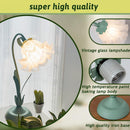 Green glass table lamp, flower table lamp, modern flower shape, metal top with glass lampshade, bedside table, desk lamp for bedroom, girl's room, living room, bedroom, office (green)