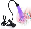 Mini UV Lamp for Gel Nails, LED Curing Lamp with Flexible Gooseneck and Clamp, 3W Portable Small Manicure UV Lamp, Nail Dryer for Curing Resin Nail Art.