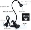 Mini UV Lamp for Gel Nails, LED Curing Lamp with Flexible Gooseneck and Clamp, 3W Portable Small Manicure UV Lamp, Nail Dryer for Curing Resin Nail Art.