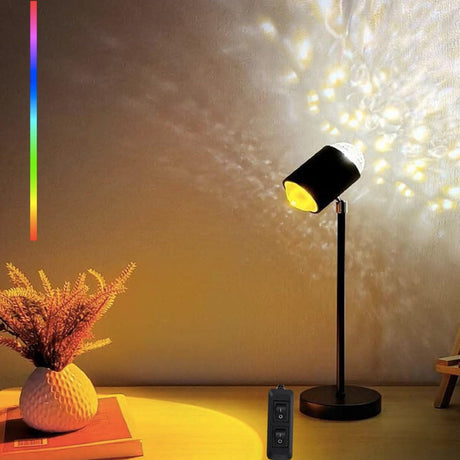Water Ripple Lamp Sunset Lamp 2-in-1 3D Projector LED Light Sunset Ocean Light Project USB Powered Night Light 360° Rotation Button Control for Bedroom Photography Festive Atmosphere