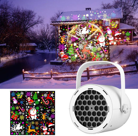 Christmas Projector Lights - LED Snowflake Projector Light with USB Power for Living Room, New Year, Party, Christmas Decoration, Indoor and Outdoor (White)