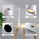 Portable LED Table Lamp with Touch Sensor, Metal Desk Lamp with 3 Brightness Levels, Rechargeable Night Light with 3 Colors Touch Control for Bedside and Dining Room (White)