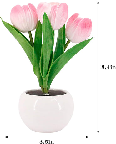 Tulip night light, rechargeable LED night lamp, floral table lamp for bedroom living room birthday party desktop home decoration