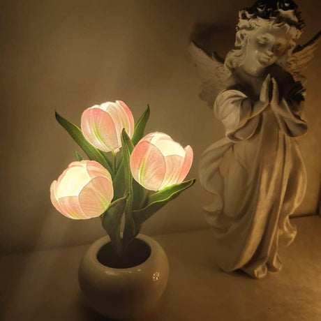 Tulip night light, rechargeable LED night lamp, floral table lamp for bedroom living room birthday party desktop home decoration