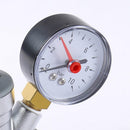 Adjustable pressure reducing valve with integrated pressure gauge for hot and cold water, brass pipe valve for home, commercial and industrial use (DN15)