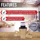 RV Water Pressure Regulator with Gauge Adjustable 3/4" Hose Valve - RV Water Pressure Regulator with Gauge - RV Camper Water Pressure Regulator, Trucks, Trailers - Trailer Water Pressure Gauge