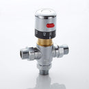 3-way thermostatic water mixer DN15, temperature control hot and cold, G1/2 NPS male connections, anti-scald temperature mixers for bathroom, under-sink taps, shower, bath, bidet (chrome)