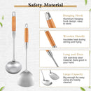TsunNee 2PCS Stainless Steel Kitchen Utensil Set, 304 Stainless Steel Wok Spatula and Soup Ladle Set with Long Heat-Resistant Wooden Handle