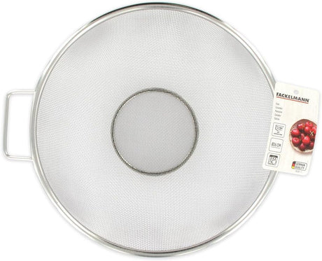 Fackelmann sieve Ø 26 cm, colander made of stainless steel, fine-mesh sieve with handles as a perfect kitchen accessory and kitchen helper in your kitchen, dishwasher safe (Color: silver), Quantity: 1